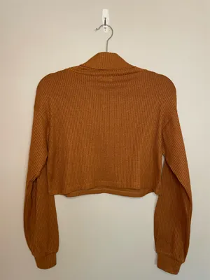 Ardene Cropped Ribbed Turtle Neck Sweater, Burnt Orange, Size M, NWOT thumbnail 2