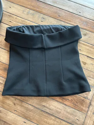 Aritzia Babaton FigureKnit Eyecatcher Black Tube Top Blouse L thumbnail 7