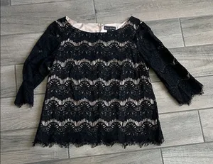 Jessica Howard Black Lace Overlay Top thumbnail 1