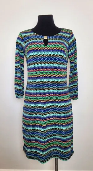 Enfocus Studio Midi Dress Abstract Disco Artsy 70s 80s Bright Colorful Size 4 thumbnail 1