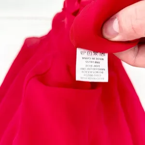 LOUNA Dress Women Size XS Midi Chiffon Red Open‎ Black Deep V Flutter Sleeve thumbnail 5