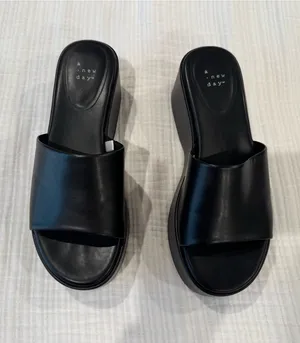 A New Day Black Platform Wedge Sandals 9 thumbnail 2