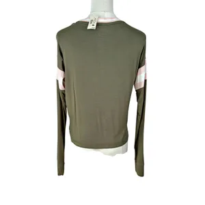 Aeropostale Seriously Soft Long Sleeve Tomboy Tee Olive Pink SMALL NWT thumbnail 3