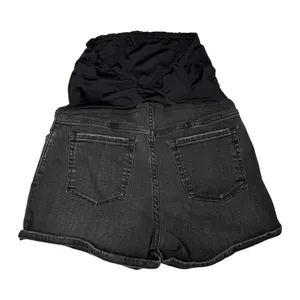 Isabel Maternity Crossover Panel Super Stretch Denim Jean Midi Shorts Sz 6 Black thumbnail 10