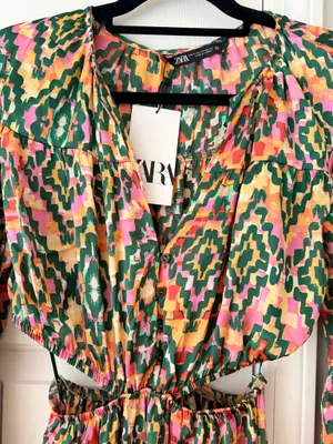 Zara Printed Cutout Bohemian Maxi Dress, Size XS thumbnail 4