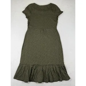 Boden Womens Olive Green Gold Polka Dot Cotton Ruffle Hem Dress US 8L J0341 thumbnail 9