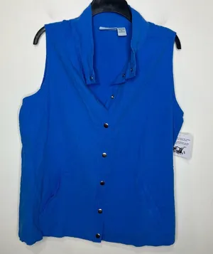 Collections etc. blue snap front vest 100% cotton‎ new with tags thumbnail 1
