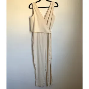 1. State‎ Sleeveless V-neck Side Tie Jumpsuit in Cream thumbnail 3
