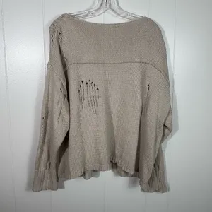 EE:Some Neutral Tan Distressed Ripped Oversized Sweater Top Medium M Relaxed thumbnail 6