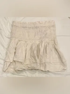 Madewell Smocked Gauze Tiered Cropped Top - Off White - Size Medium thumbnail 2