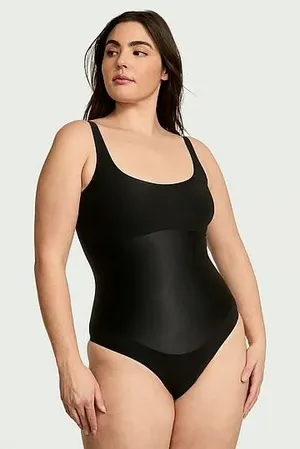 Victorias Secret Black Seamless Thong Bodysuit Scoop‎ Neck Tank Top Medium thumbnail 1