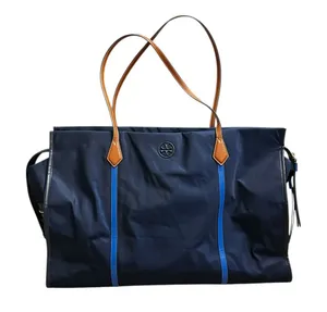 Tory Burch The Perry Overnight Travel Bag Blue Nylon Faux Leather Trim One Size thumbnail 1