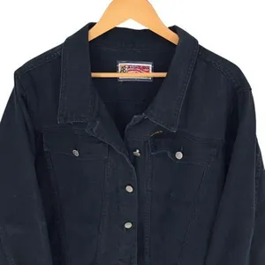 Americana Blues Womens Button Front Denim‎ Jean Trucker Jacket Black Size XL thumbnail 2