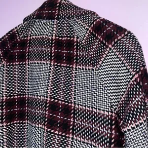 Melloday by Nordstrom S Wool Blend Pea Coat Black Plaid Longline Oversized thumbnail 6
