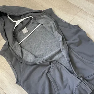 TNA Sleeveless Hoodie Jacket boyfriend full zip womens Gray (xxsmall) athleisure thumbnail 7