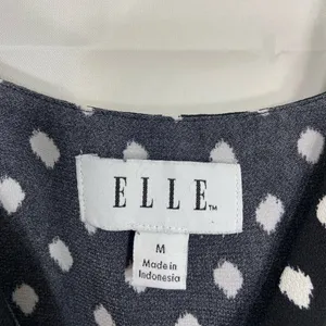 ELLE women’s black white polka‎ dotted ruffle mini adjustable strap summer dress thumbnail 3
