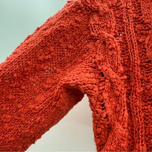 Anthropologie Yellow Bird Sweater‎ Women’s Size Medium Red Textured Knit thumbnail 5