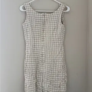 Petite Sophisticate Vintage 90s white and cream gingham linen mini dress thumbnail 3