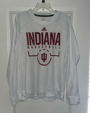 Indiana University IU Hoosiers Basketball Adidas White Long Sleeve T-Shirt thumbnail 1