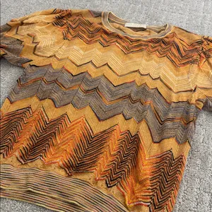 Ulla Johnson Priscilla Chevron Puff Sleeve Knit short sleeve yellow blue zigzag thumbnail 8
