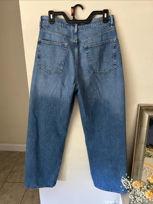 Buck Mason deck ridge twill high-rise, wide leg, blue cotton denim jeans 29” thumbnail 5