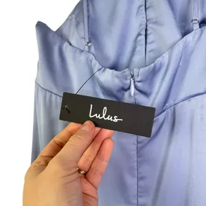 NWT LULU’S Lustrous Love Dusty Blue Satin Halter Cutout Mermaid Maxi Dress Large thumbnail 8