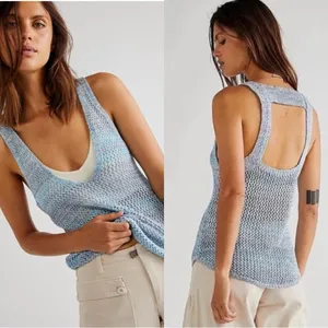 FREE PEOPLE We The Free Under The Starlight Sleeveless Crochet Sweater Tank Top thumbnail 3
