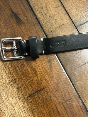 Women’s Coach Black Genuine Leather Belt Horsebit Buckle Silver Tone Approx. 35” thumbnail 7