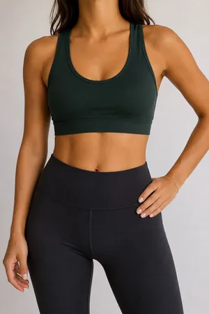 OFFLINE by Aerie Real Me Xtra Sports Bra L Dark Green Scoop Neck Yoga thumbnail 1