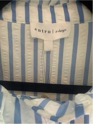 Entro Embroidered Stripe Puff Sleeve Blouse in Blue Size XL thumbnail 7