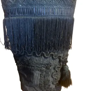 Vintage 1980'S Black Leather Fringe & Ricrac Knee High Boots (36.5) thumbnail 10