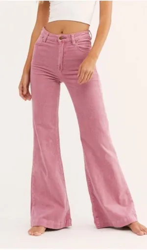Rollas East Coast Flare Corduroy Jeans‎ Sz 28 in Pink thumbnail 1