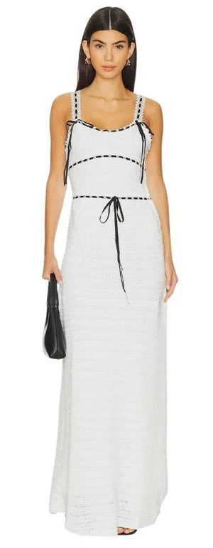 For Love & Lemons Mayfair Maxi Dress in White XSmall Womens Knit thumbnail 1