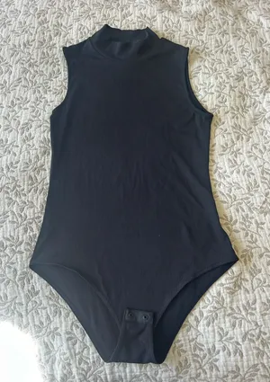 H&M Bodysuit Black Ribbed Tank thumbnail 1