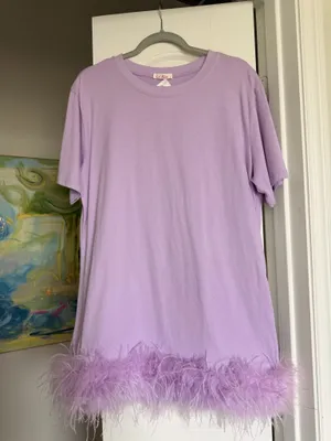 La Rosa Purple Feather Tshirt Dress thumbnail 2