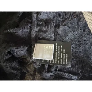 Black Sheer Floral Lace Tube Top Strapless Crop XS Floral Mesh Bralette Layering thumbnail 9