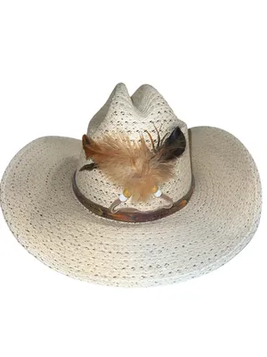 Cute natural straw cowgirl hat thumbnail 3