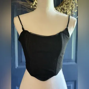 White Fox Boutique Black Sleeveless Bustier 100% Cotton Camisole size S NWOT thumbnail 1