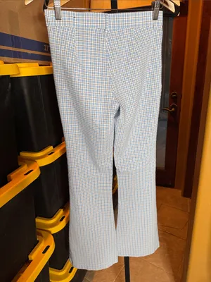 NWOT Hollister High-Rise Plaid Flare Pants Blue White Y2K Retro Stretch Sz Small thumbnail 8
