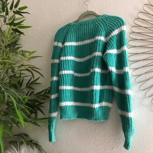 AMA Bikini Vintage green white beige tan brown cream knit oversize sweater, cozy grandma sweater, baggy pullover knitted sweatshirt thumbnail 2