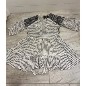 Free People Lola Embroidered Mini Dress‎ Black White Size Small thumbnail 2