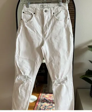 Abercrombie & Fitch High Rise Jeans White thumbnail 1