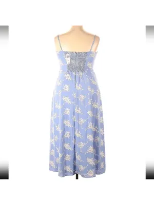 $130 Abercrombie & Fitch Blue Floral Camille Dress in XLT thumbnail 8