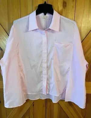 JODIFL Women's Small Pink White Striped Button Up Shirt nwt (3046) thumbnail 1