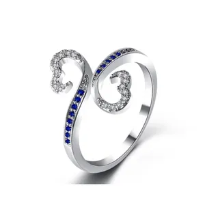 White Gold Plated Double Heart Lab Sapphire Ring Size‎ 7 thumbnail 5