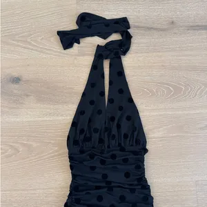 Hello Molly Halter Mini Dress Polka Dot She's So Current Size XS in Black thumbnail 2