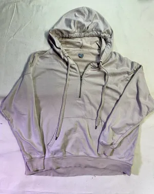 Aerie 1/4 Zip Hoodie Womens XS Oversized Pullover Hoodie Beige, 100% Cotton D49 thumbnail 1