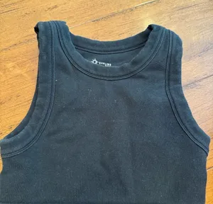 aerie Black Ribbed Cropped Tank Top thumbnail 1