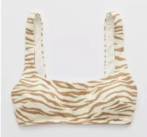 Aerie Womens Pique Animal Print Bikini Set High Waisted Scoop Neck Cheeky SZ M/L thumbnail 1