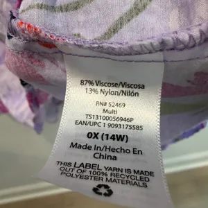 Terra & Sky Women's Plus 0X 14W Purple Floral Ruffle Sleeve Maxi Dress Tiered thumbnail 8